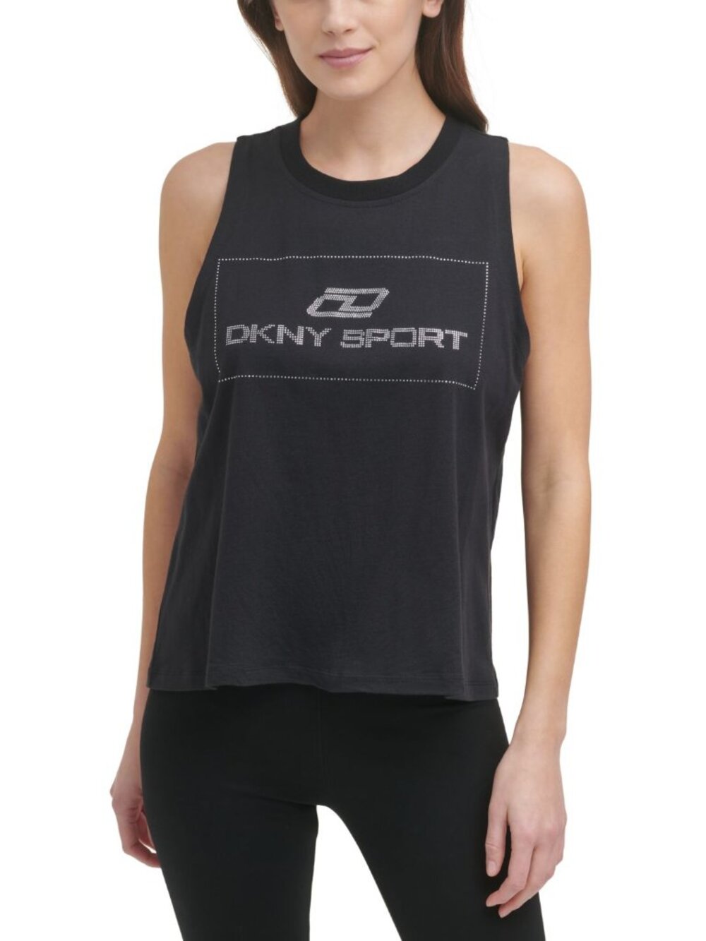 DKNY Womens Cotton Embellished Logo Tank Top